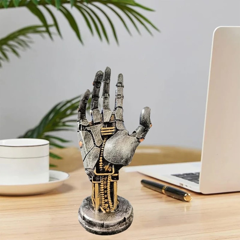 Cyberpunk Mechanical Arm Desktop Gaming Controller Storage Holder Headphone Stand Sculpture Decorat 4