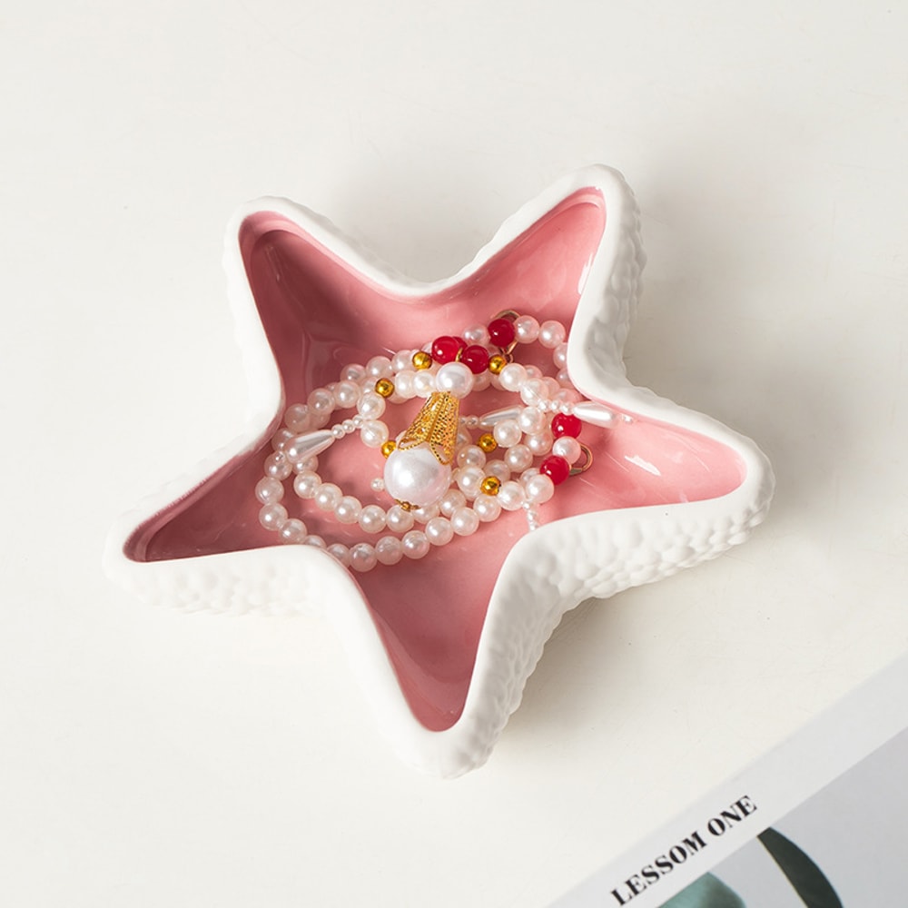 Unique 3D Starfish Ceramic Cigar Ashtray, Modern White Ceramic Trinket Display Tray, Custom Home Living Room Decoration