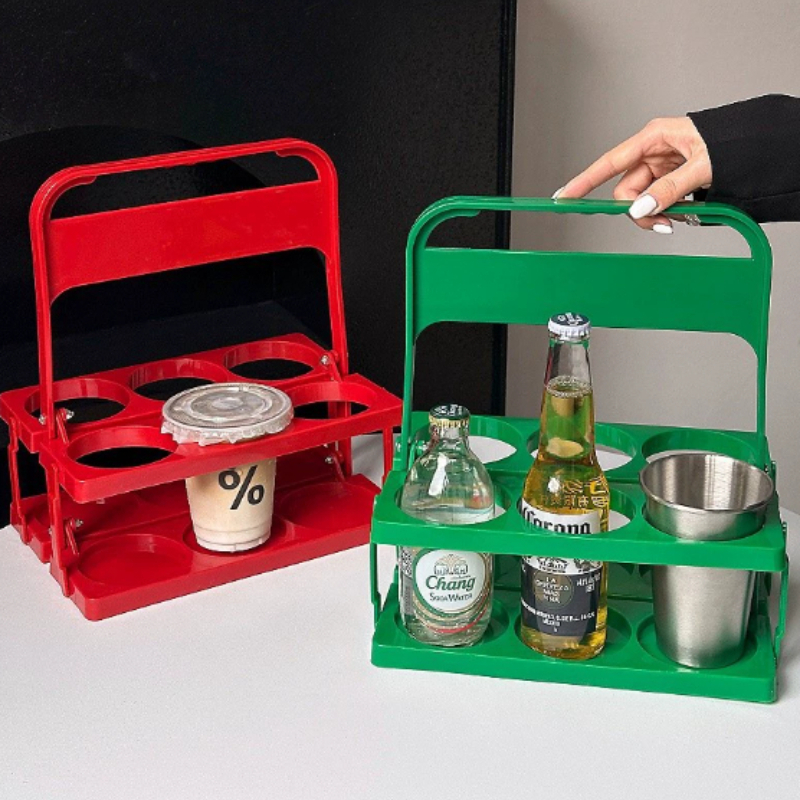 Reusable Beverage Ball Caddy, 6 Holes Foldable Wine Rack, Bar Beverage Display