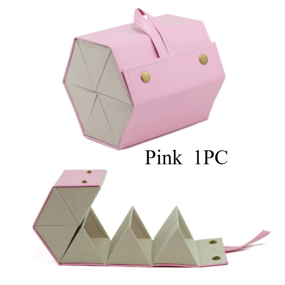Leather Multi Grid Glasses Case, Folding Hexagonal Anti Pressure Sunglasses Case
