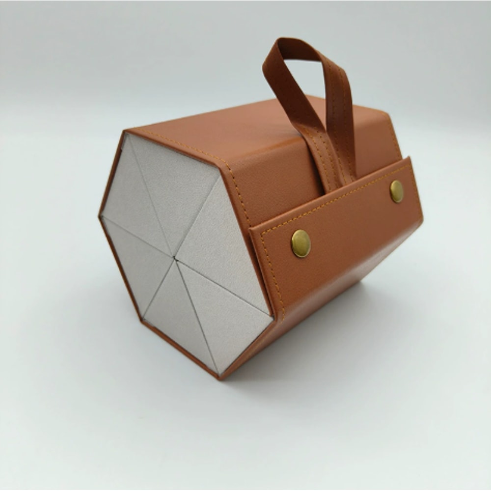 Leather Multi Grid Glasses Case, Folding Hexagonal Anti Pressure Sunglasses Case
