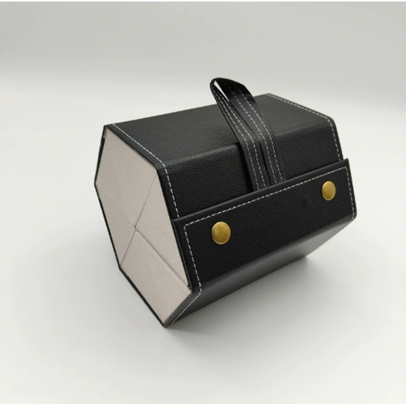 Leather Multi Grid Glasses Case, Folding Hexagonal Anti Pressure Sunglasses Case
