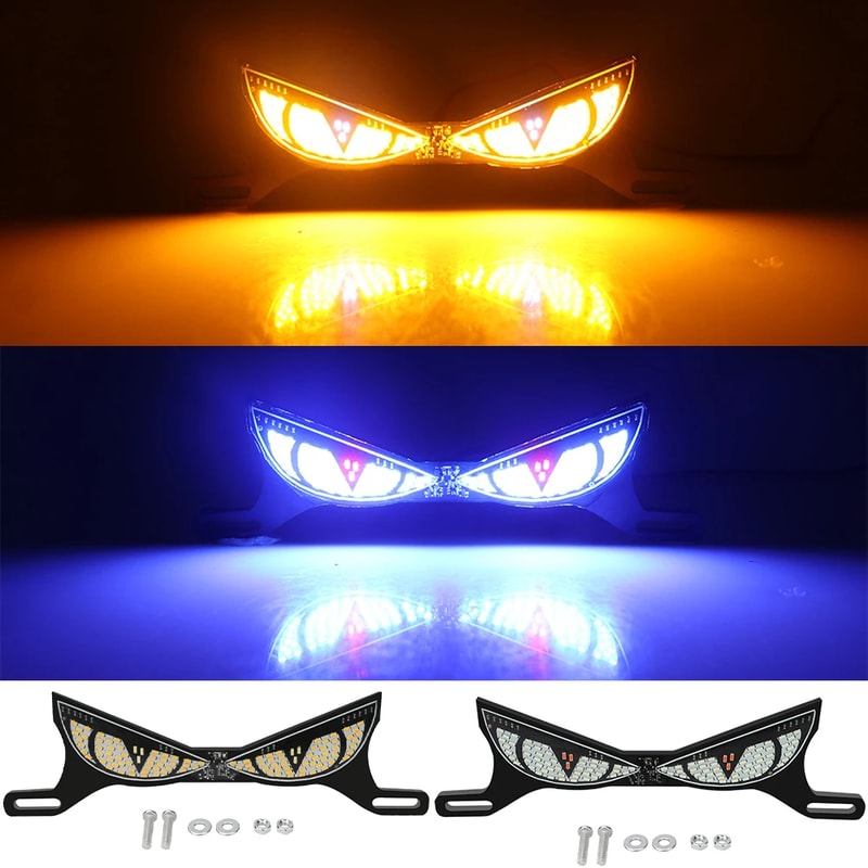 LED Decorative Atmosphere Lamp Motorcycle License Plate Tail Light Devil Eye Strobe 1