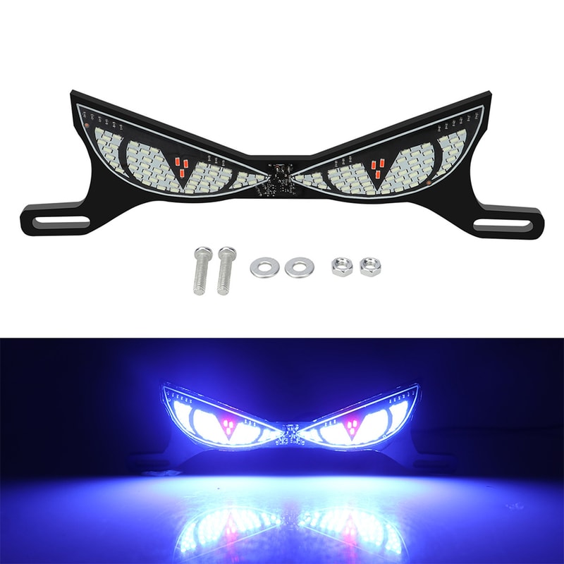 LED Decorative Atmosphere Lamp Motorcycle License Plate Tail Light Devil Eye Strobe 4