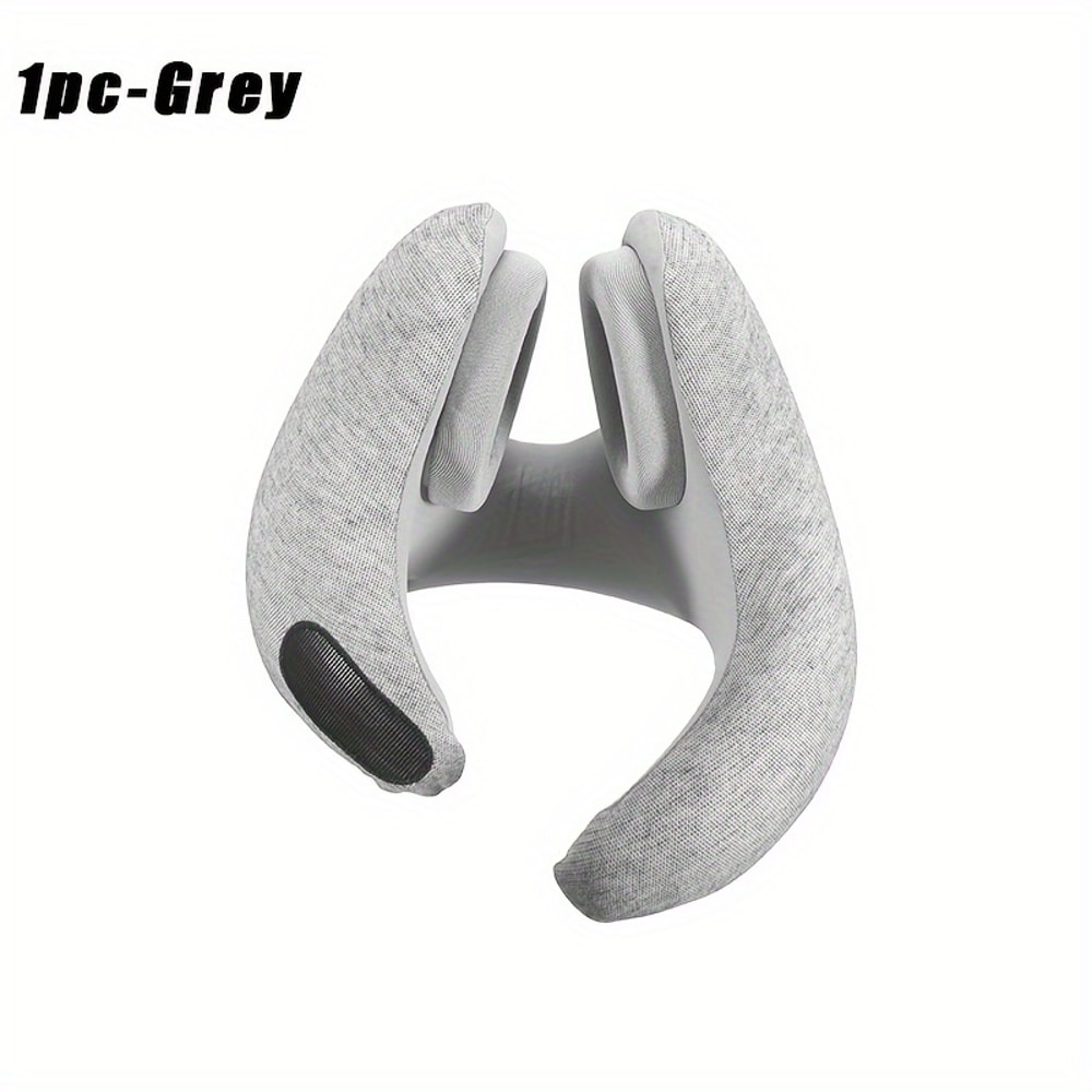 Magnetic Clasp Travel Neck Pillow With Ear Covers 3D Memory Foam UShape Neck Support 4