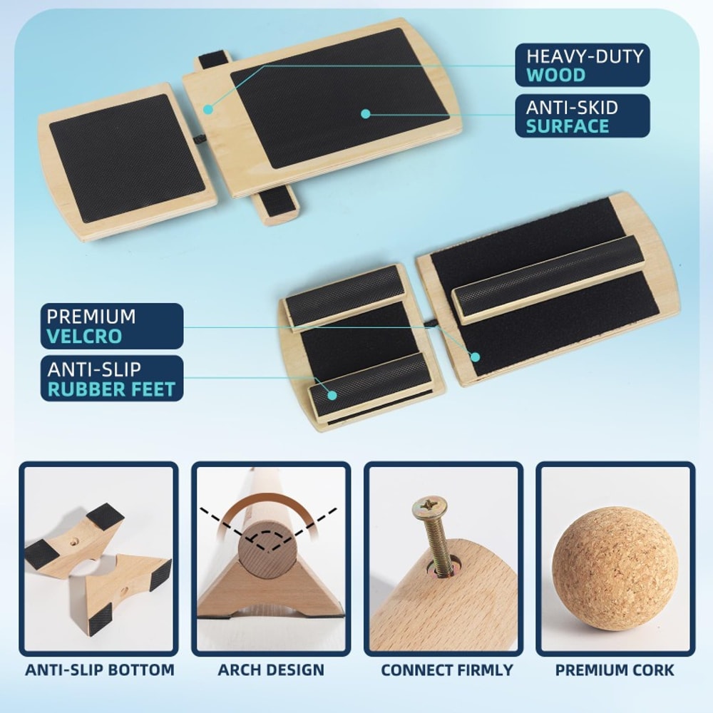 Nonslip Adjustable Balance Board For Sprained Ankle Wooden Single Leg Foot Strengthener For Rehabil 3