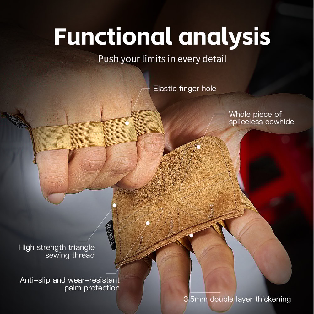 Mens And Womens Cowhide Weightlifting Gloves With Palm Protection Fitness Gymnastics And Grip Stren 3