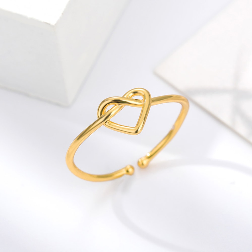 Aesthetic Stainless Steel Rings For Women Gold Color Couple Heart Ring 1