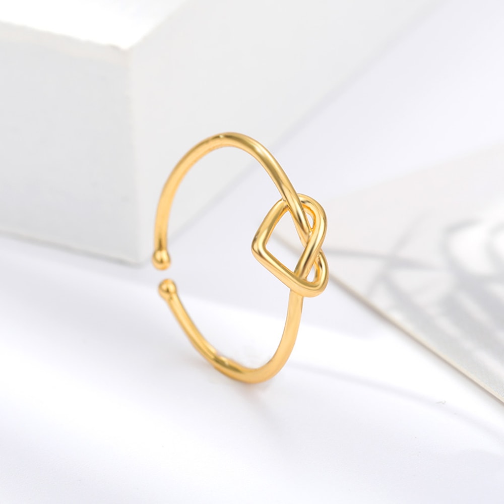 Aesthetic Stainless Steel Rings For Women Gold Color Couple Heart Ring 2