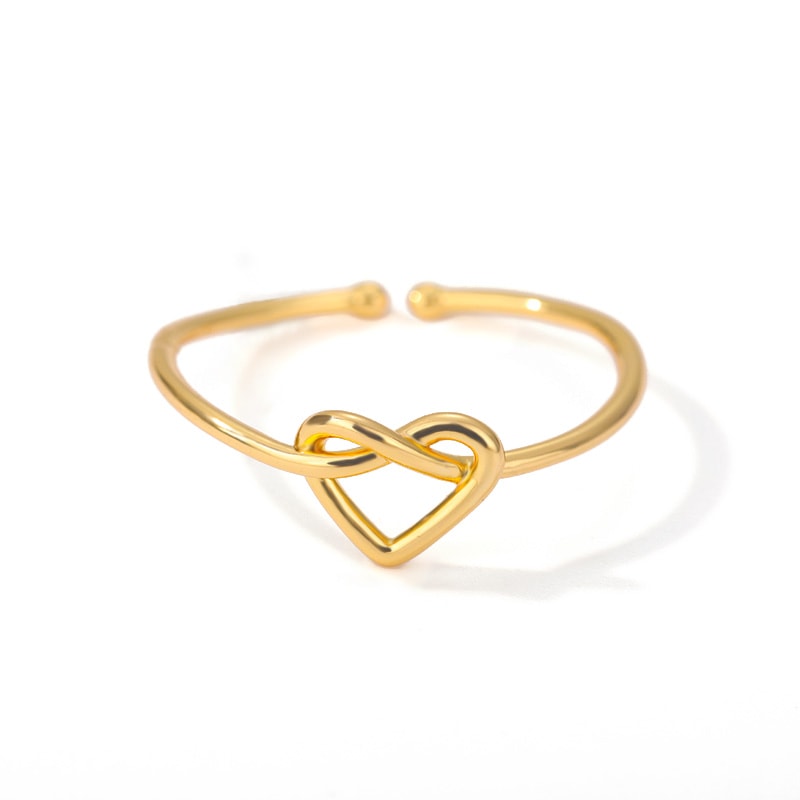 Aesthetic Stainless Steel Rings For Women Gold Color Couple Heart Ring 5