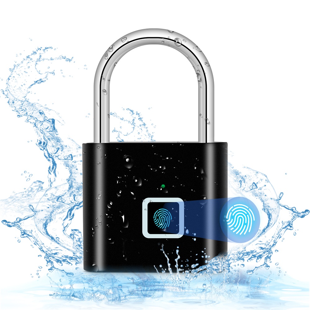 Smart Padlock Waterproof Fingerprint Lock Portable USB Charging Antitheft Zinc 4