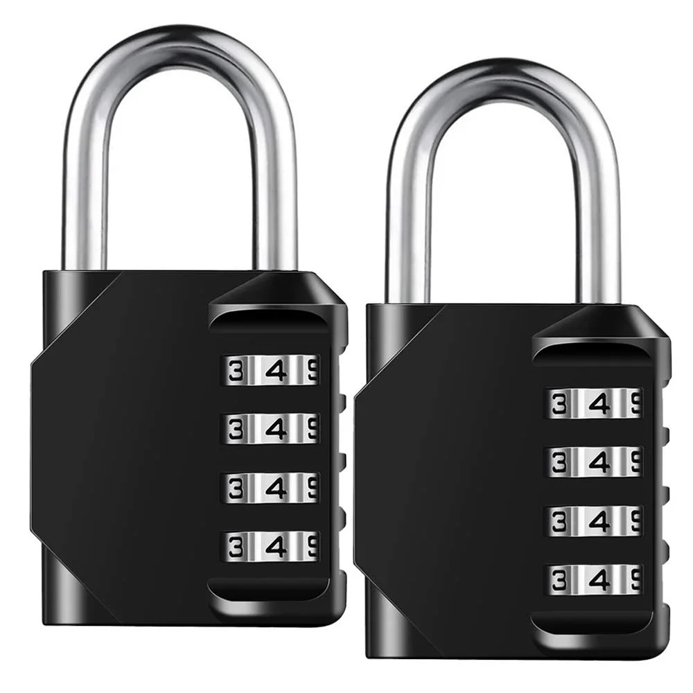 4 Digit Resettable Combination Lock, Heavy Duty Waterproof Padlock for Outdoors