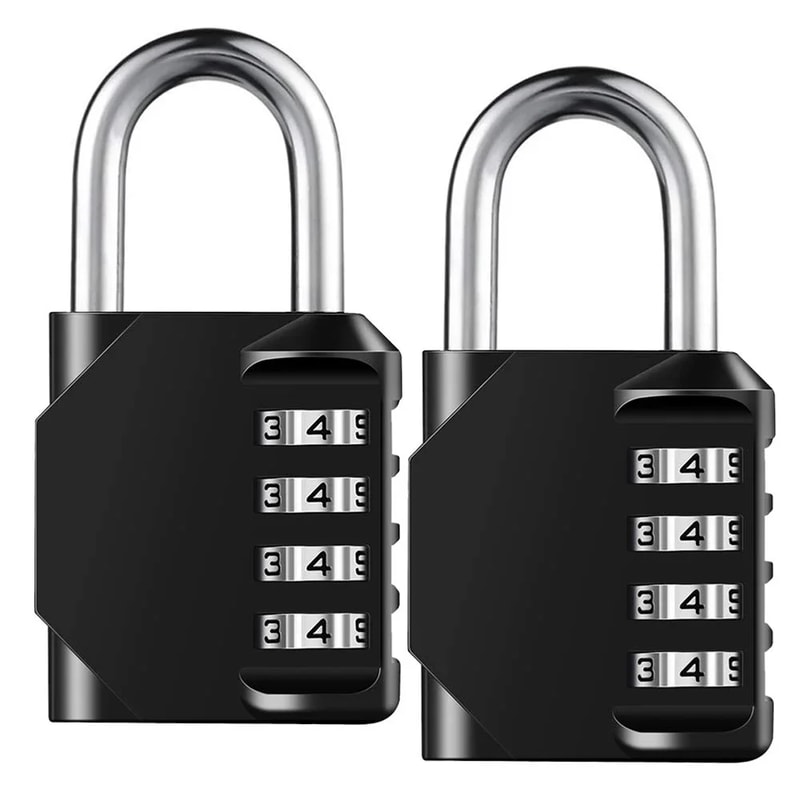 4 Digit Resettable Combination Lock, Heavy Duty Waterproof Padlock for Outdoors