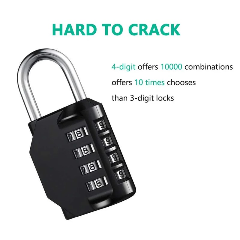 4 Digit Resettable Combination Lock, Heavy Duty Waterproof Padlock for Outdoors