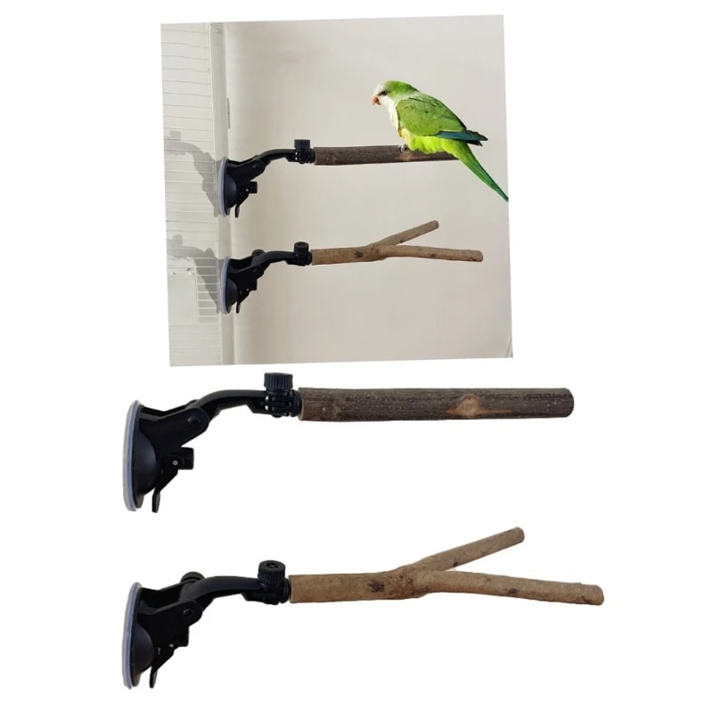 Wood Perch for Parrot Perch Birdcage, Accessories, Suction Cup Stand Toy