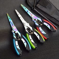 multifunctional fishing pliers gripper with colored titanium coating, portable stainless steel hook cutter