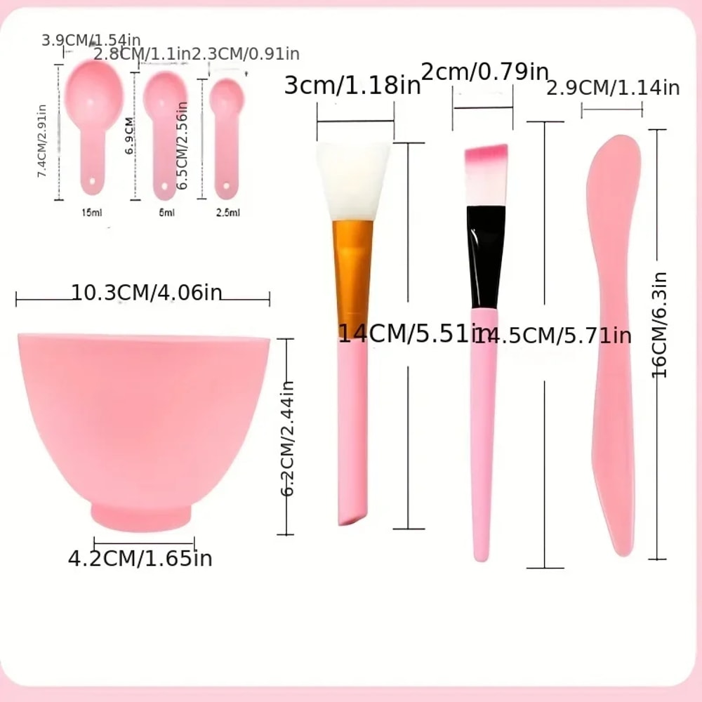 Facial Mask Bowl Stick Silicone Spatula Soft Face Brushes Spoons Set 2