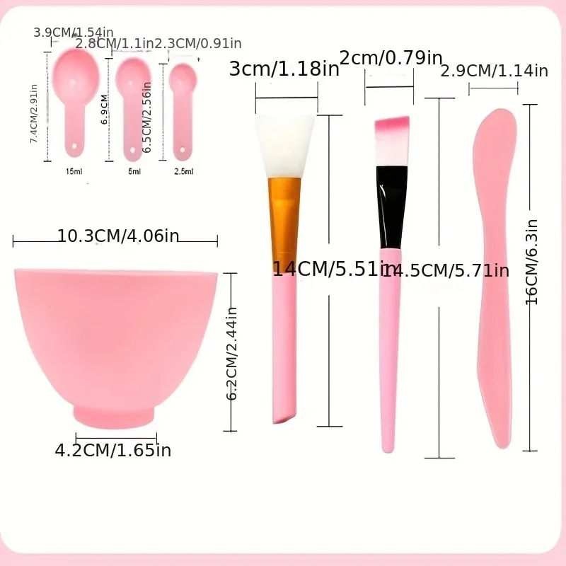 Facial Mask Bowl Stick Silicone Spatula Soft Face Brushes Spoons Set 2