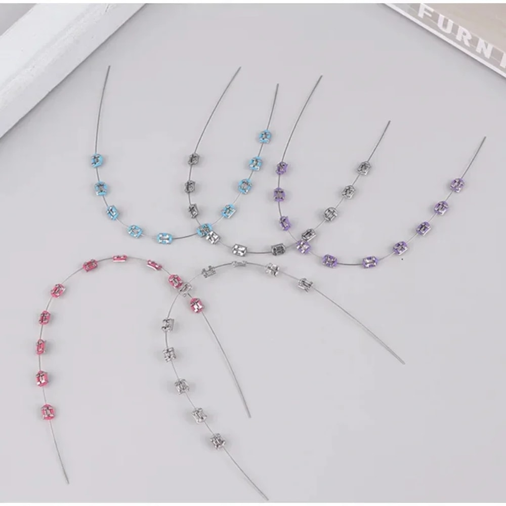Metal Bracket Fashion Braces, Colorful Temporary Tooth Decoration, High-Quality Orthodontic Ligature Ties
