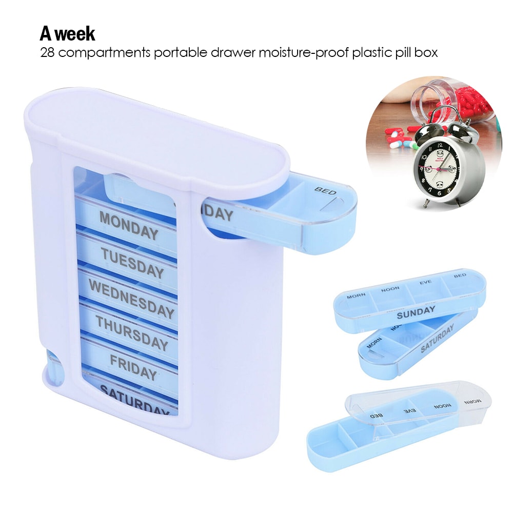 Medicine Tablet Drug Holder 7 Day Pill Box Case Organizer Container Kit 5