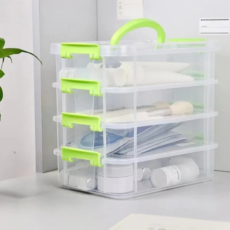 Portable Storage Box Transparent Plastic Cover Partitioned Drawer Storage Box 2