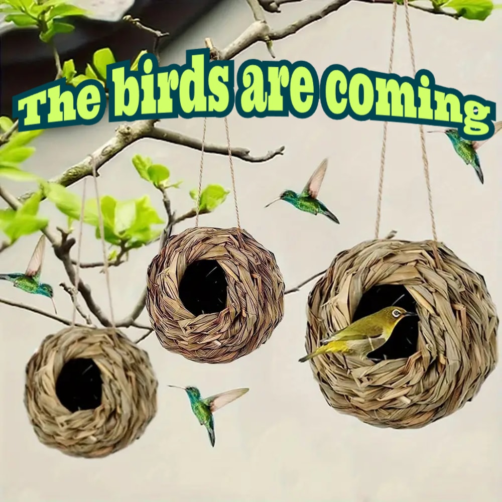 Outdoor Decorative Weaved Hanging Parrot Nest Houses New Birds Nest Bird Cage Grass Egg Cage Bird H 1