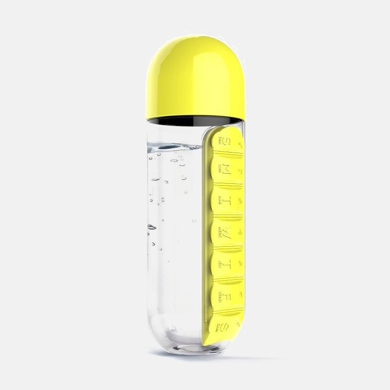 Plastic Water Bottle Combine With Medicine Box Sports Water Cup Organizer For Pills 8