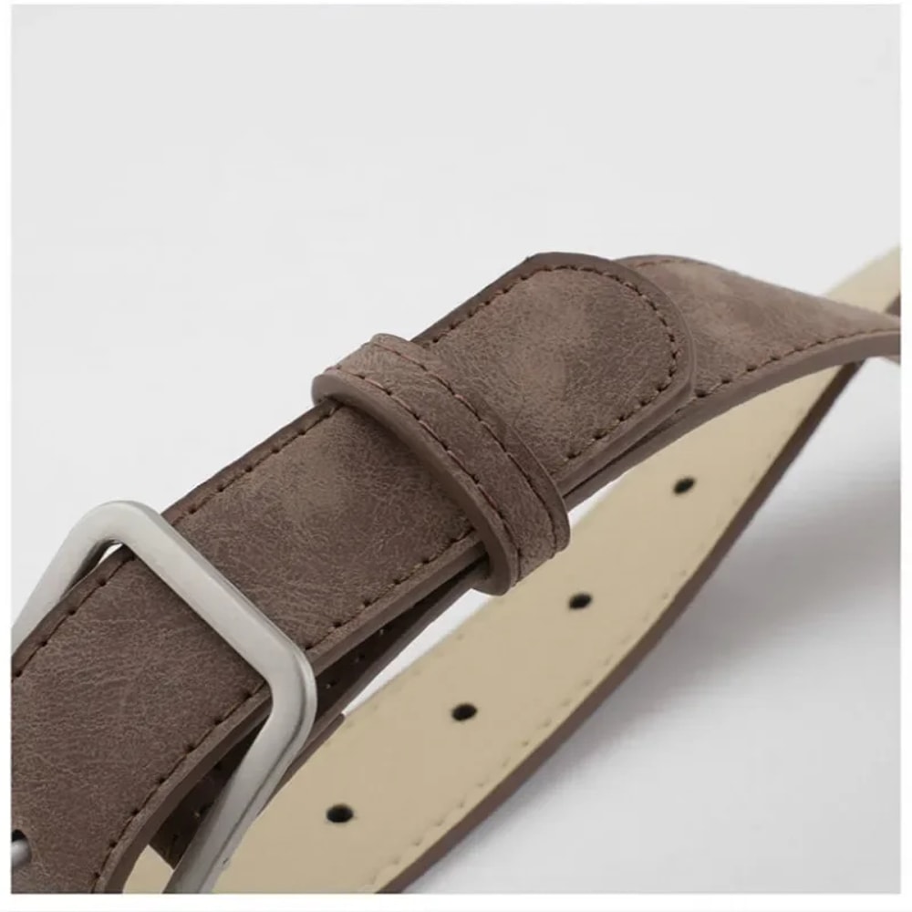 Silver Buckle Leather Belts For Jeans Fashion Square Pin Buckles Belts Women Waistbands Student Str 3