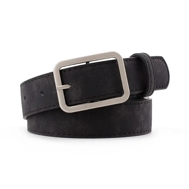 Silver Buckle Leather Belts For Jeans Fashion Square Pin Buckles Belts Women Waistbands Student Str 8