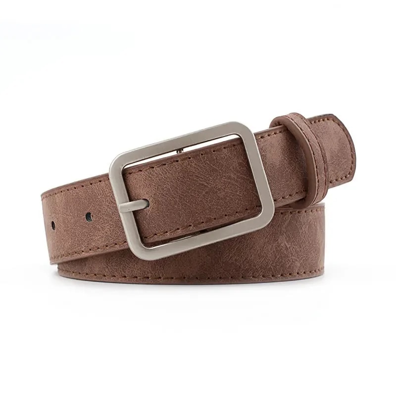 Silver Buckle Leather Belts For Jeans Fashion Square Pin Buckles Belts Women Waistbands Student Str 6