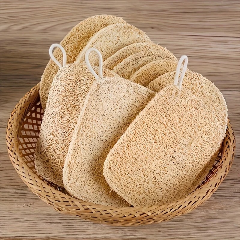 Bamboo Fiber Shower Pads Loofah Sponges Natural Exfoliating Body Scrubber Bath Skin Care Set 5