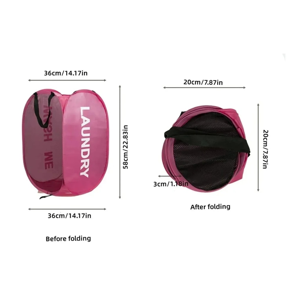 Fashion Mesh Laundry Basket Durable Folding Clothes Organizer Washable Toy Storage For Bathroom 4