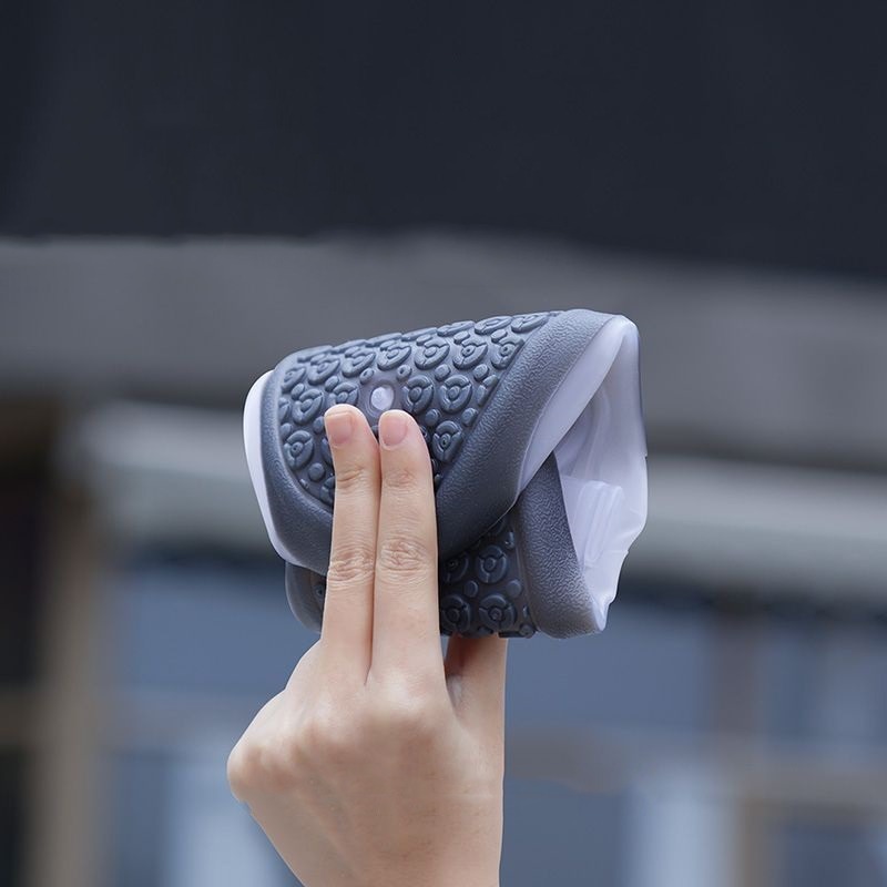 Durable Waterproof Two Tone Shoe Covers, Washable Anti Skid Overshoes with Button, White