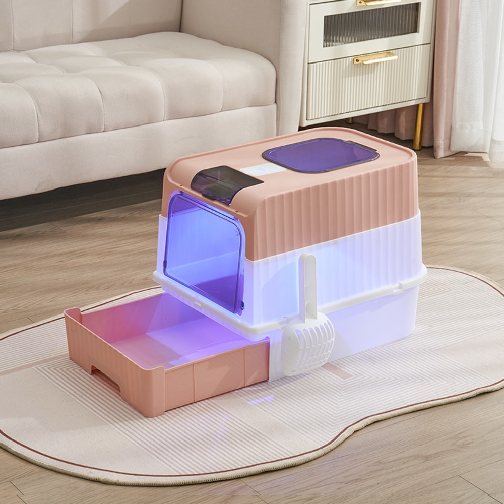 Fully Enclosed Spill Proof Deodorant Cat Toilet Pet Litter Box Kitten Anti Splash Plastic Sandbox B 5