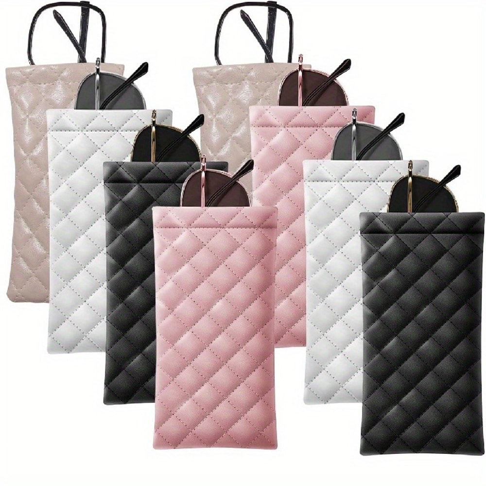 Portable Phone Glasses Storage Box, Soft PU Leather Glasses Bag, Portable Squeezed Glasses Case