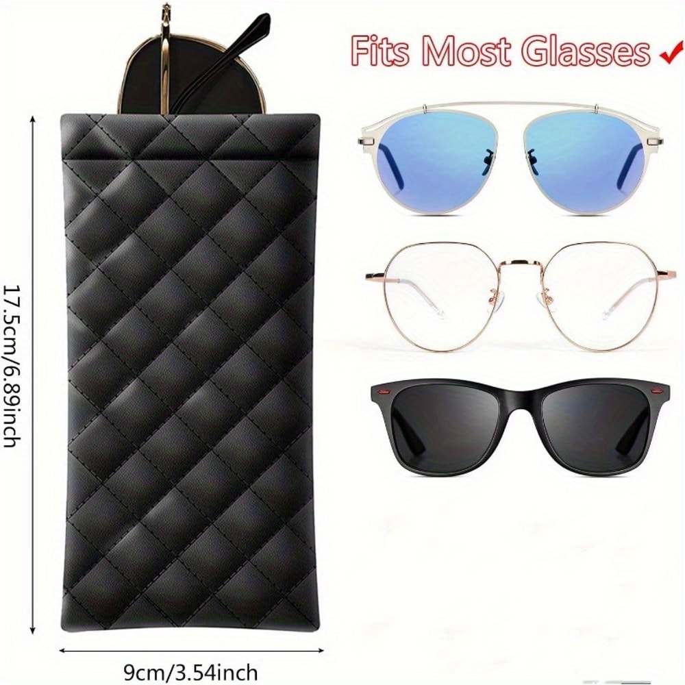 Portable Phone Glasses Storage Box, Soft PU Leather Glasses Bag, Portable Squeezed Glasses Case