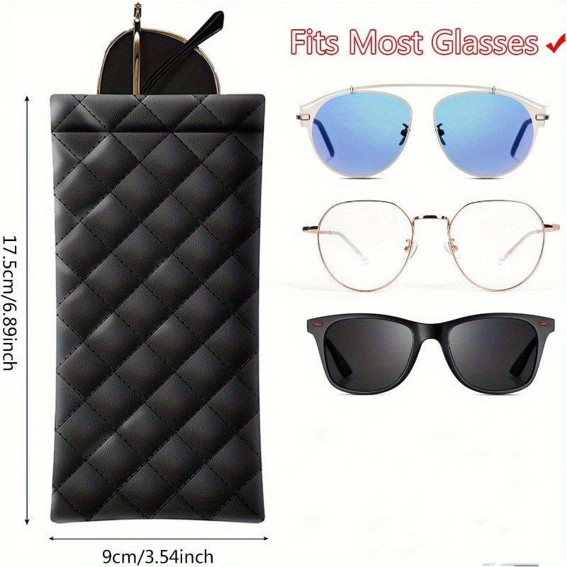 Portable Phone Glasses Storage Box, Soft PU Leather Glasses Bag, Portable Squeezed Glasses Case
