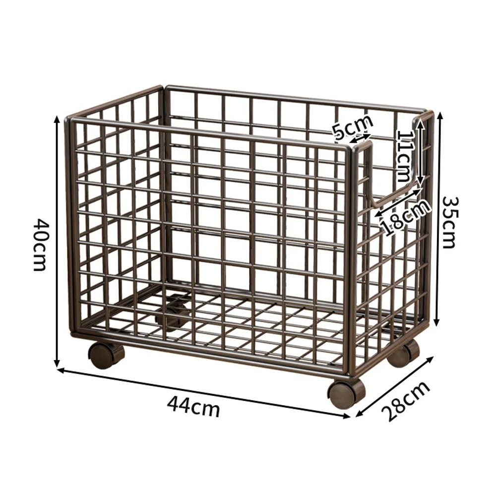 Multi-Purpose Organizer for Laundry, Bathroom & Kitchen, Metal Rolling Storage Basket with Wheels