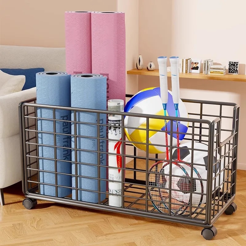 Multi-Purpose Organizer for Laundry, Bathroom & Kitchen, Metal Rolling Storage Basket with Wheels