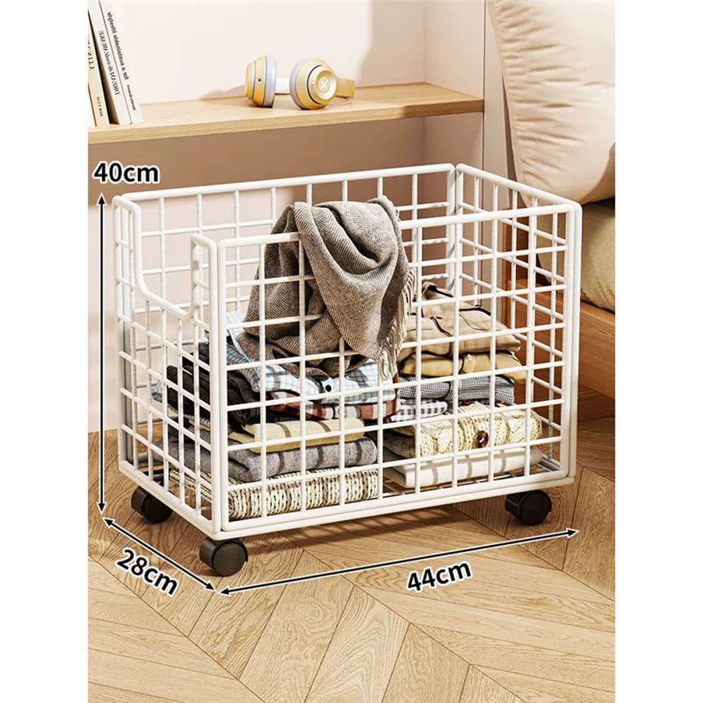 Multi-Purpose Organizer for Laundry, Bathroom & Kitchen, Metal Rolling Storage Basket with Wheels