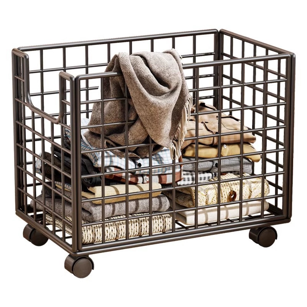 Multi-Purpose Organizer for Laundry, Bathroom & Kitchen, Metal Rolling Storage Basket with Wheels