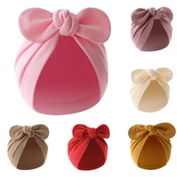 toddler cap baby accessories, solid color newborn beanie cute bows turban hats