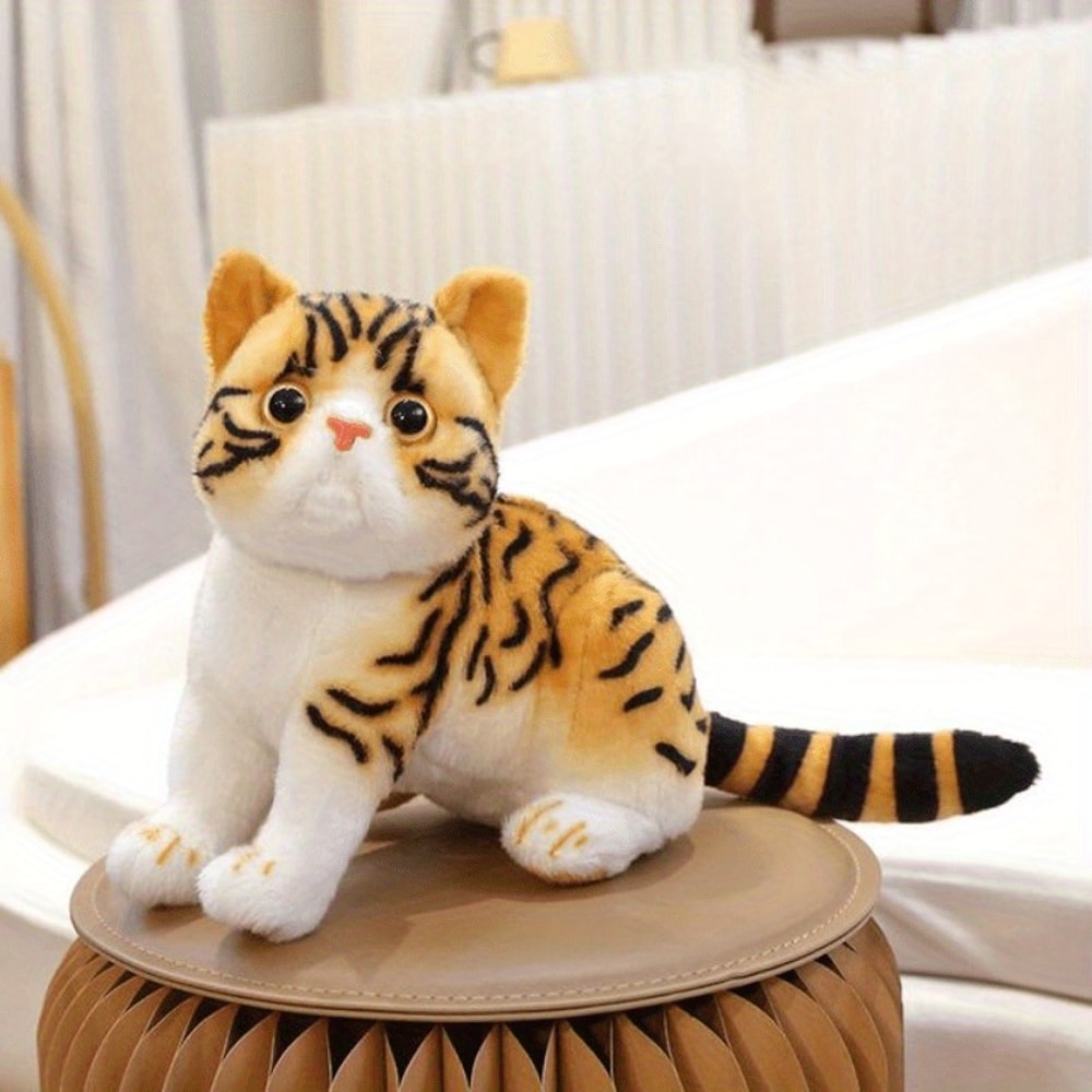 American Shorthair Plush Toy Simulation, Cute Stuffed Lifelike Cat Doll, Pet Toys and Home Decor Gift