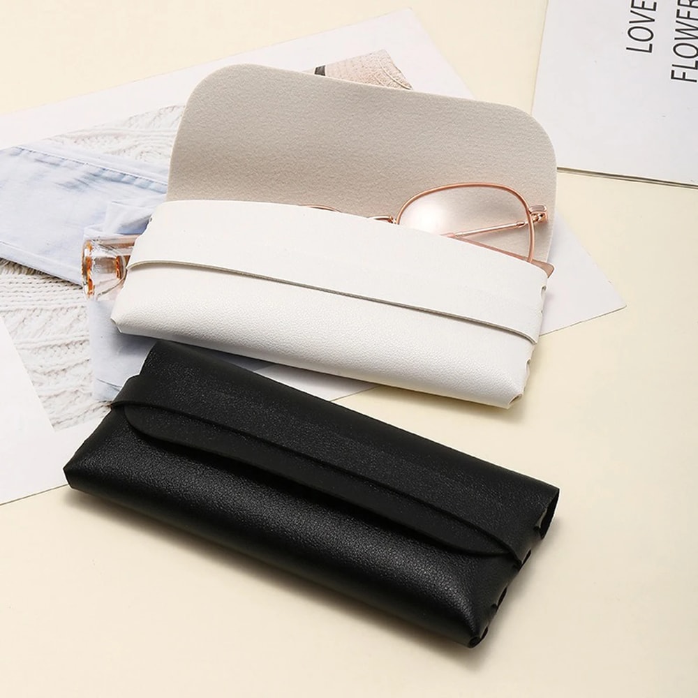 Soft and Stylish Black and White Leather Glasses Case, Travel Accessories, Glasses Protection for Men and Women