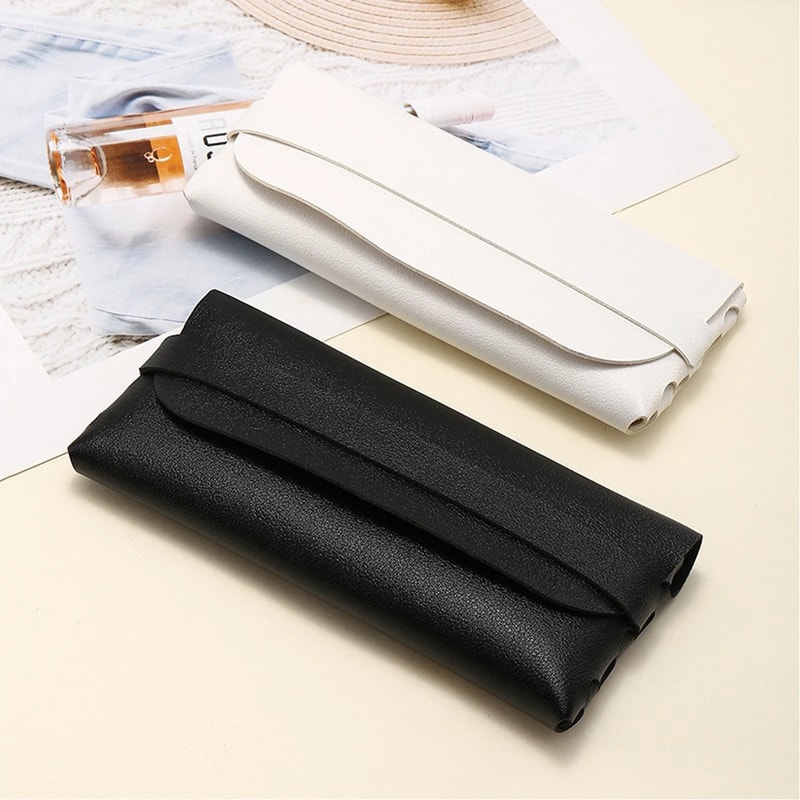 Soft and Stylish Black and White Leather Glasses Case, Travel Accessories, Glasses Protection for Men and Women