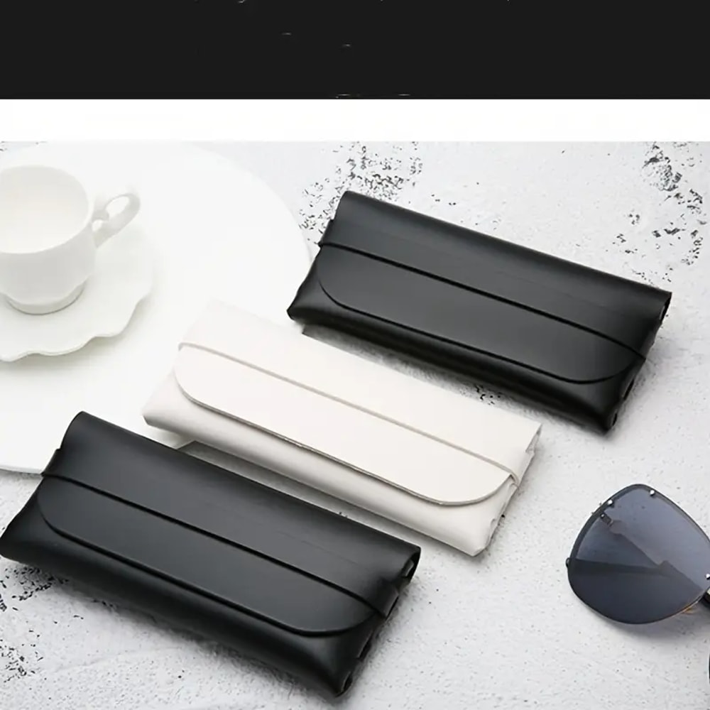 Soft and Stylish Black and White Leather Glasses Case, Travel Accessories, Glasses Protection for Men and Women