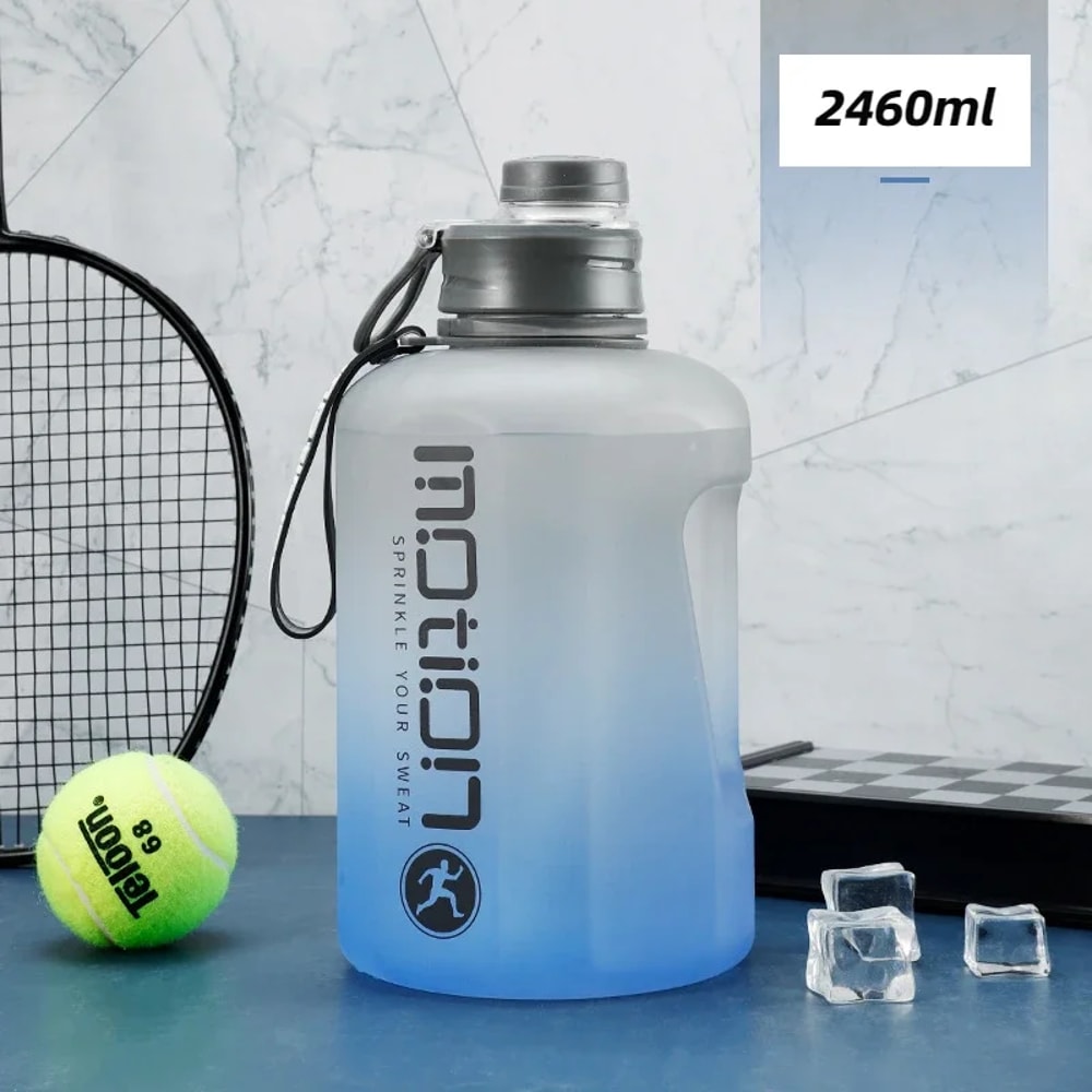 Plastic Portable Water Bottle With Straw, Large Capacity Fitness Kettle, Outdoor Gradient Sports Bottle
