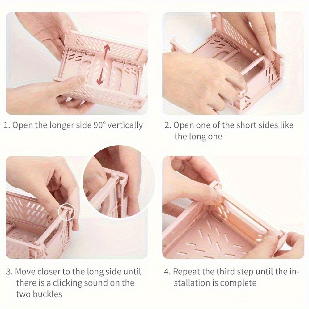 Durable Foldable Plastic Storage Crates Organizer Bins For Office Bathroom Kitchen Perfect For Smal 2