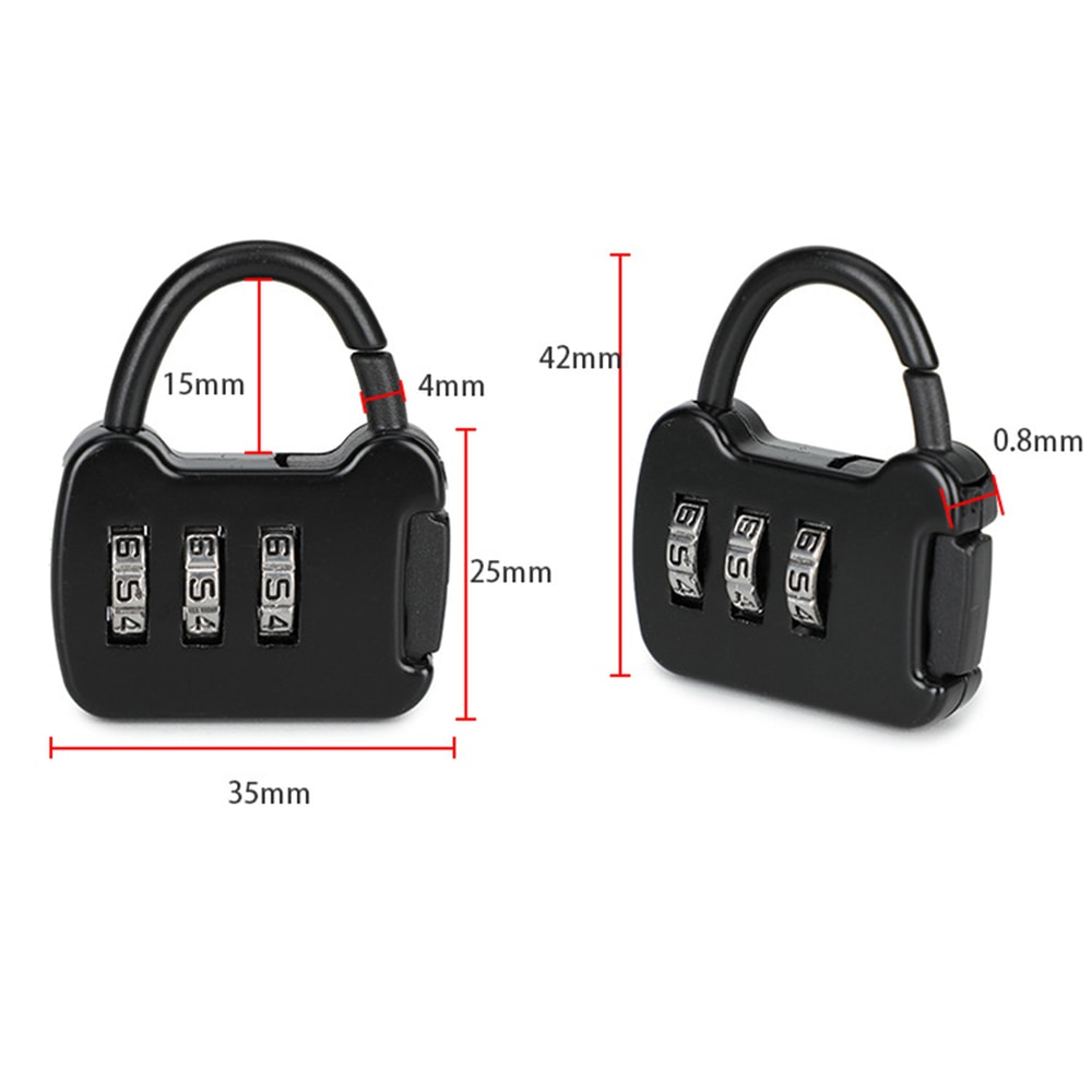Portable Travel Mini Carrying Luggage Lock Zinc Alloy 3 Digit Code Combination Password Lock For Ba 3