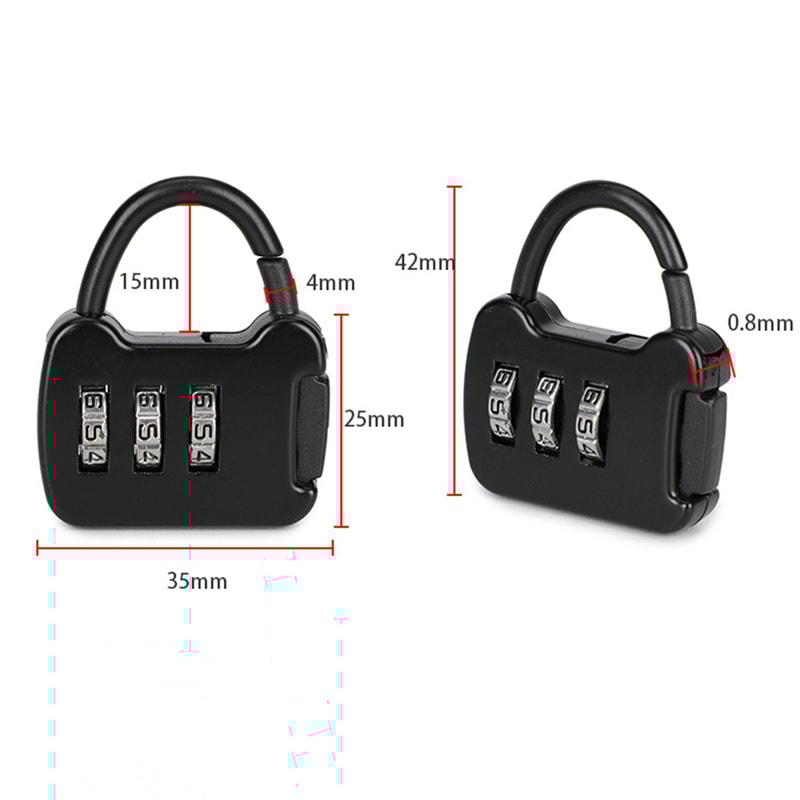 Portable Travel Mini Carrying Luggage Lock Zinc Alloy 3 Digit Code Combination Password Lock For Ba 3
